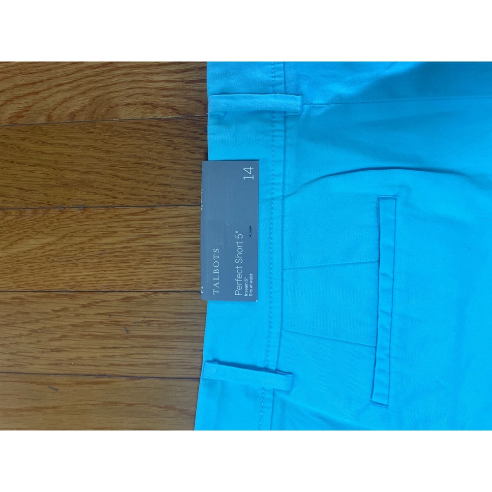 Talbots Perfect Short 5 Turquoise Blue Chino Shorts Womens 14 New - Picture 6 of 7